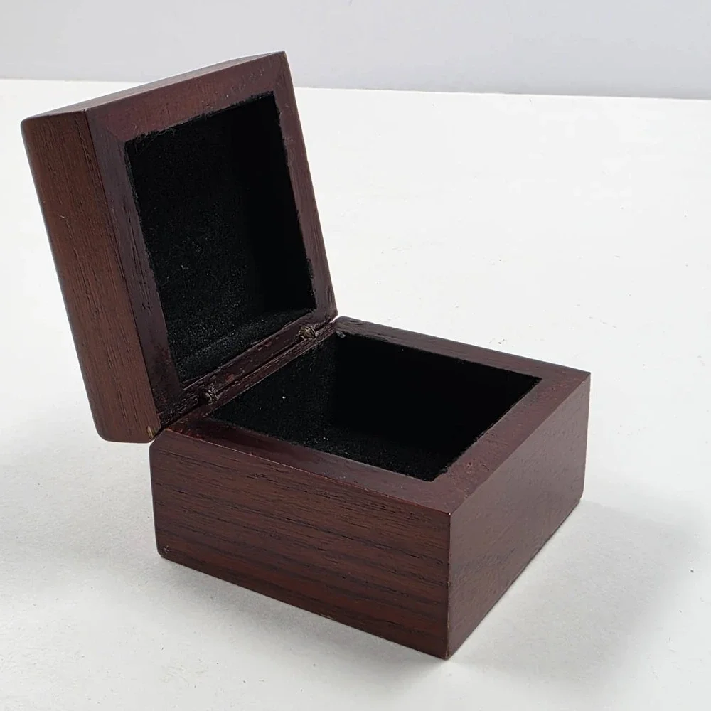 Vintage Wooden Trinket Box Church Cathedral Tile Inlay Velvet Lined Jewelry Box